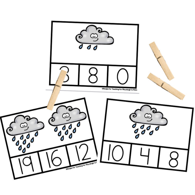 Rain Cloud Counting Clip Cards