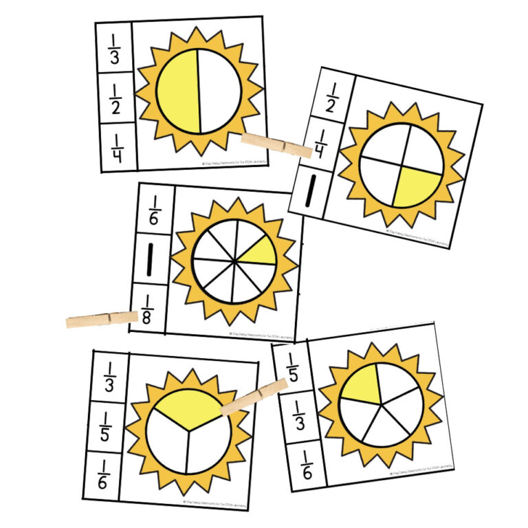 Sun Fraction Clip Cards