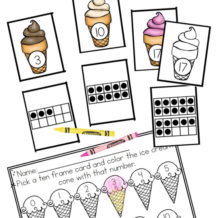 Ice Cream Number and Ten Frame Match