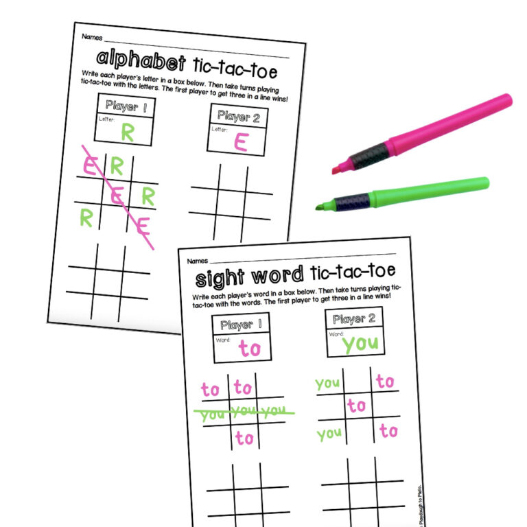 Alphabet and Sight Word Tic-Tac-Toe