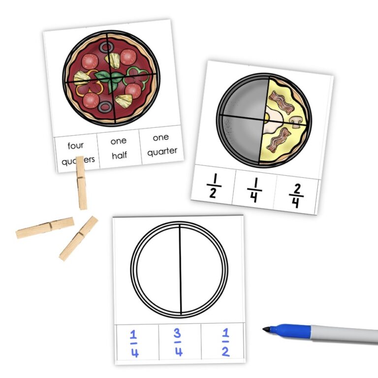Pizza Fraction Clip Cards
