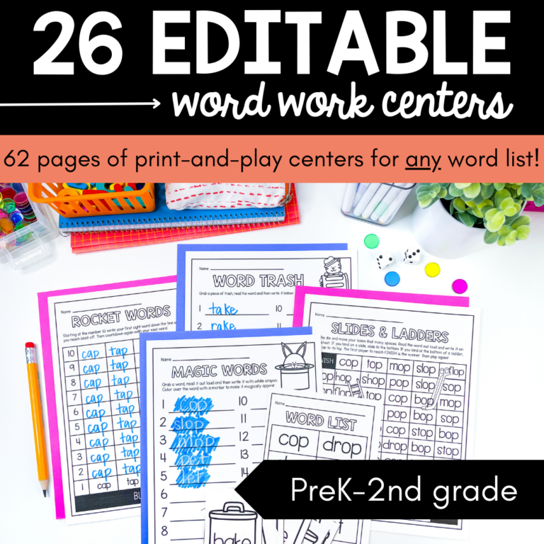 Editable Word Work Centers