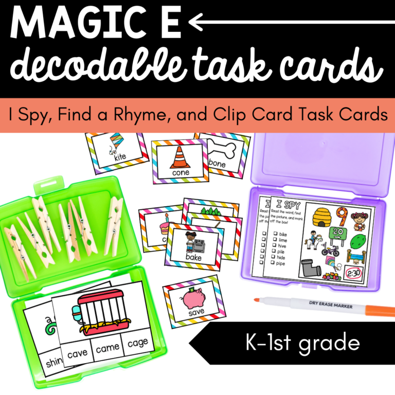 Magic E Decodable Task Cards