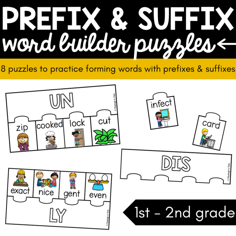 Prefix & Suffix Word Builder Puzzles