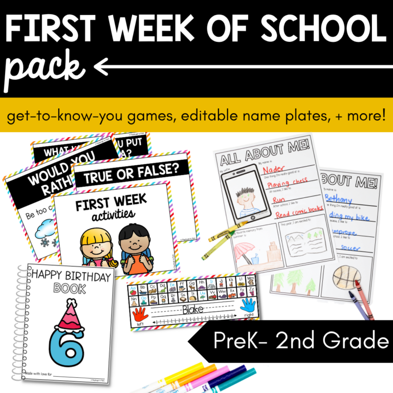 First Week Of School Pack