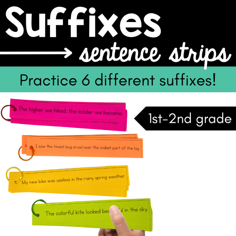 suffixes Sentence Strips